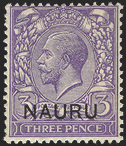 NAURU 1916-23 3d bluish violet variety, SG7b