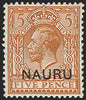 NAURU 1916-23 5d yellow-brown variety, SG9b