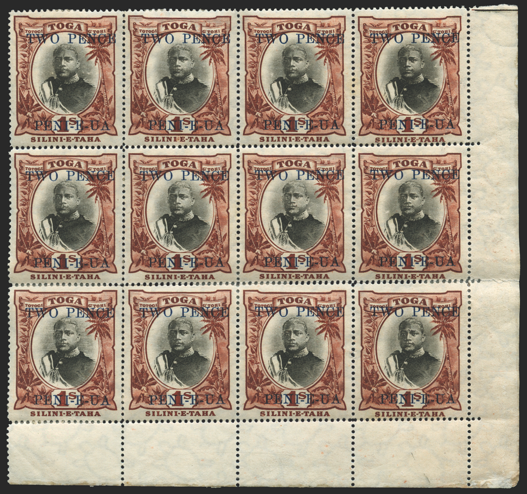 Tonga 1923-4 2d on 1s black and red-brown, SG67
