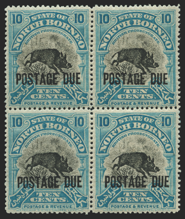 North Borneo 1918-30 10c black and turquoise-blue Postage Due, SGD63a