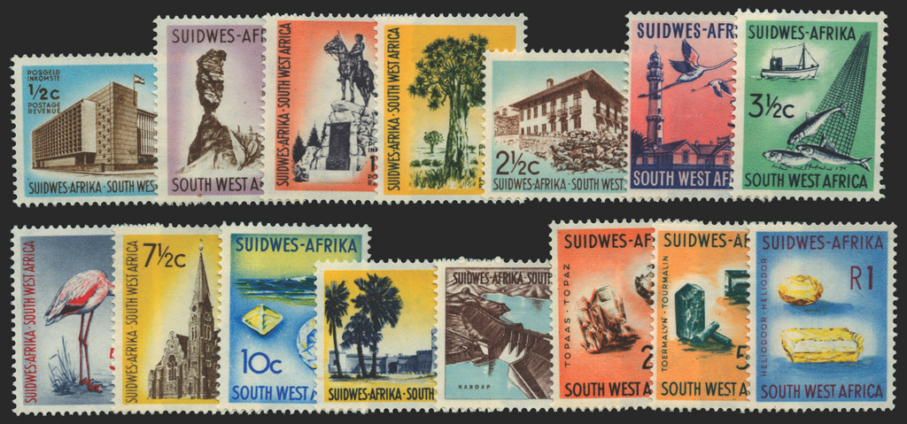 SOUTH WEST AFRICA 1961-63 Arms set of 15 to 1r, SG171/85