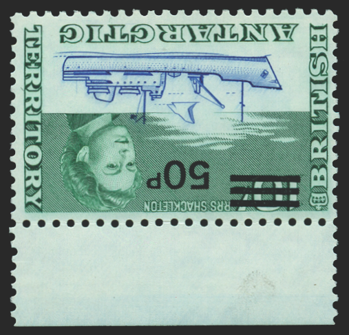 British Antarctic Territory 1971 50p on 10s ultramarine and emerald, SG37w