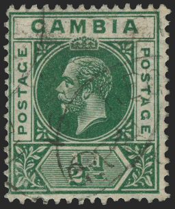 GAMBIA 1912-22 ½d deep green variety, SG86c