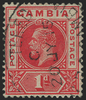 GAMBIA 1912-22 1d red variety, SG87c