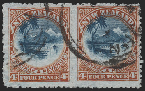New Zealand 1902-7 4d deep blue and deep brown/bluish variety, SG322x