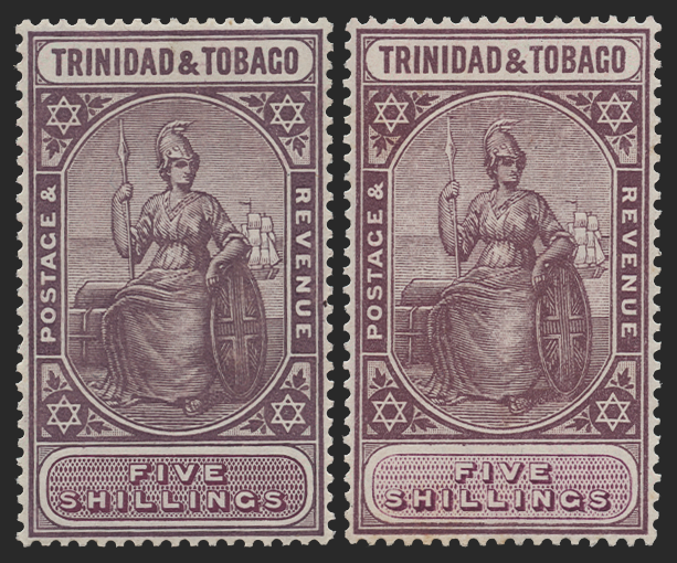 Trinidad & Tobago 1913-23 5s purple & mauve, SG155,var