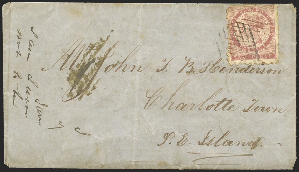 Prince Edward Island 1862 2d rose die II on cover, SG1d