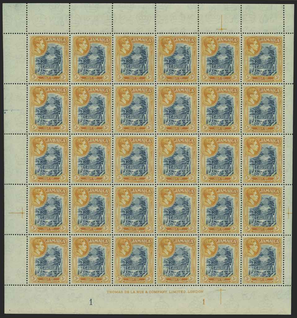 Jamaica 1938-50 5s slate-blue and yellow-orange, SG132b