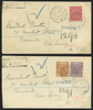Fiji 1902 pair of registered covers to USA, SG58a, 59a, 103a