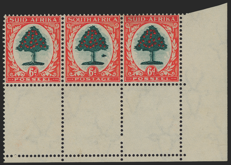 SOUTH AFRICA 1933-48 6d green and vermilion variety, SG61b