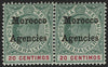 MOROCCO AGENCIES 1903-05 20c grey-green and carmine, variety, SG19/b