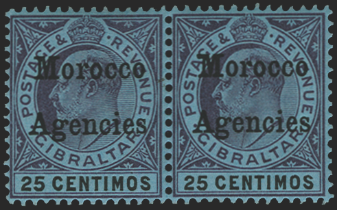 MOROCCO AGENCIES 1903-05 25c purple and black/blue variety, SG20/b