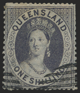 AUSTRALIA QUEENSLAND 1860-61 1s violet SPECIMEN, SG10