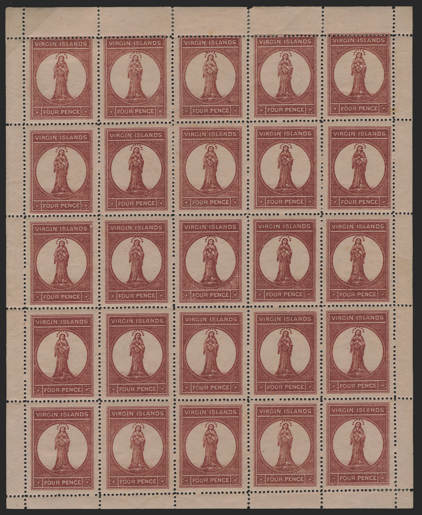 VIRGIN ISLANDS 1867 4d lake-red on pale rose paper, variety, SG15/var