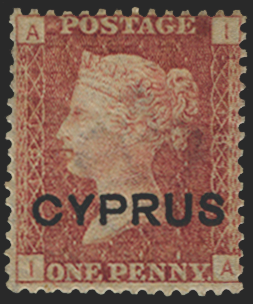 CYPRUS 1880 1d red, plate 181, SG2