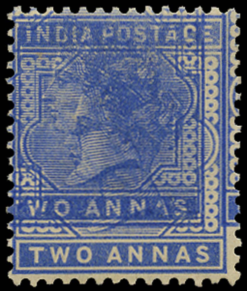 India 1882 Mint 2a blue double impression, SG92a