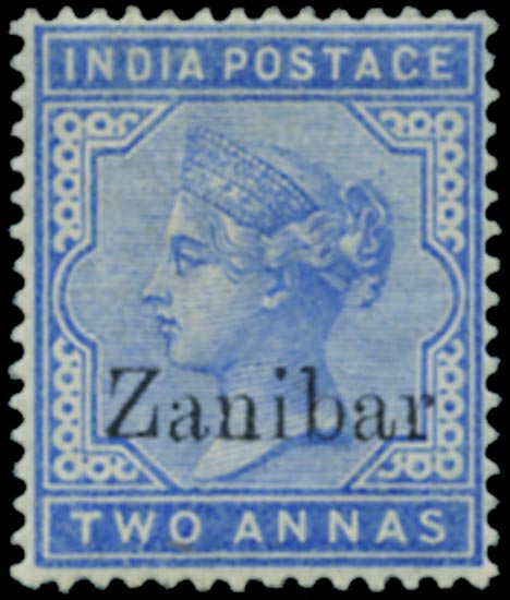 Zanzibar 1895 Mint 2a blue overprint error ZANIBAR, SG7k
