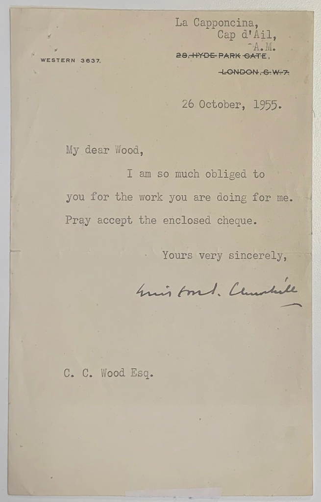 Winston Churchill 1955 signed letter