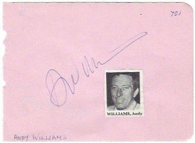 Andy Williams autograph