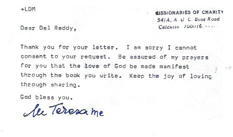 Mother Teresa signed letter