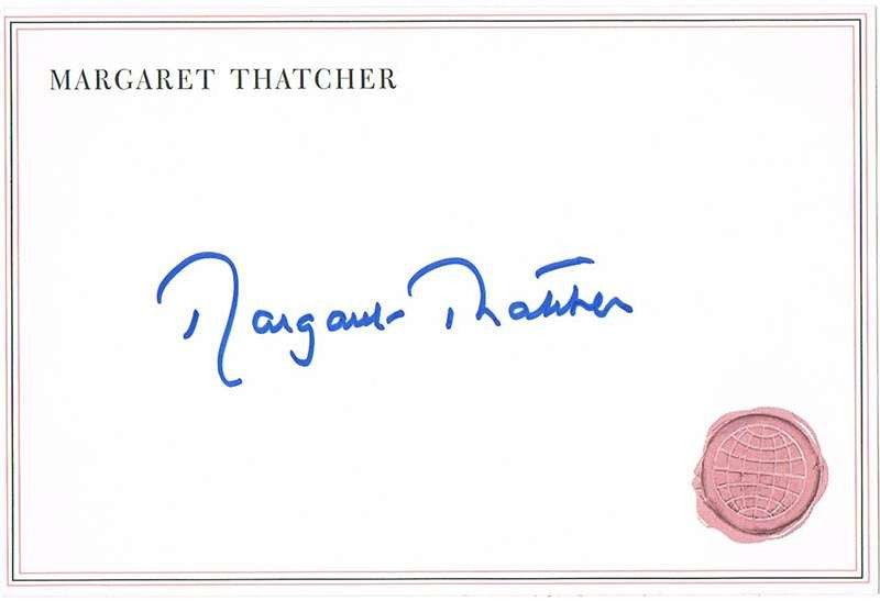 Margaret Thatcher Autograph on Card