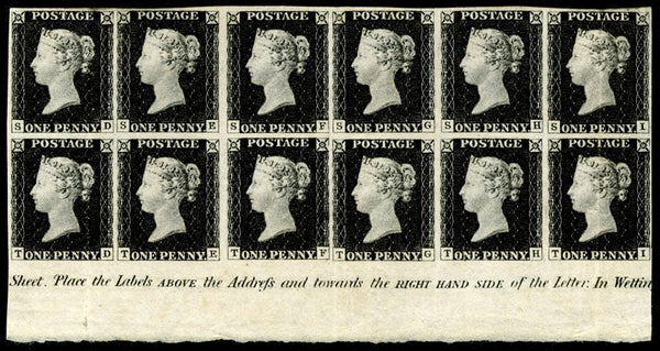 Penny Black mint block of 12 stamps for sale display picture 1