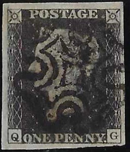 Great Britain 1840 1d black plate 10, SG2
