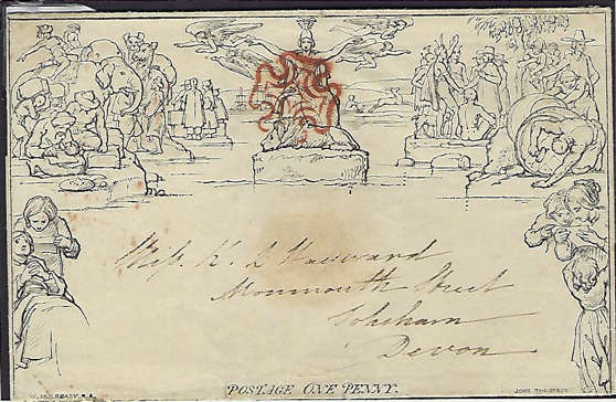 Great Britain 1840 1d Mulready Envelope First Day of Issue (Forme 1, Stereo A6), SGME1