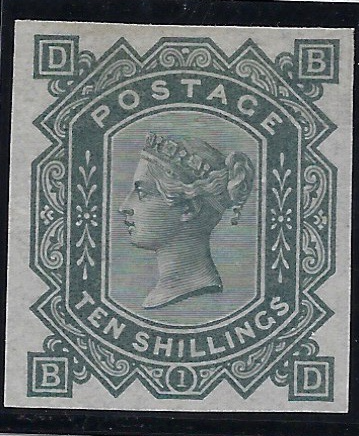 Great Britain 1878 10s Greenish grey plate 1 imprimatur, SG128var