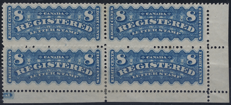 Canada 1875-92 Registration Stamps, SGR1, R7a, R8/9
