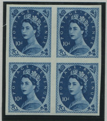 Great Britain 1955-58 10d Prussian Blue "Wilding" (wmk St Edward's Crown). SG552var