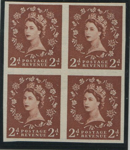 Great Britain 1955-58 2d Light Red Brown "Wilding" (wmk Edward's Crown), SG543bvar