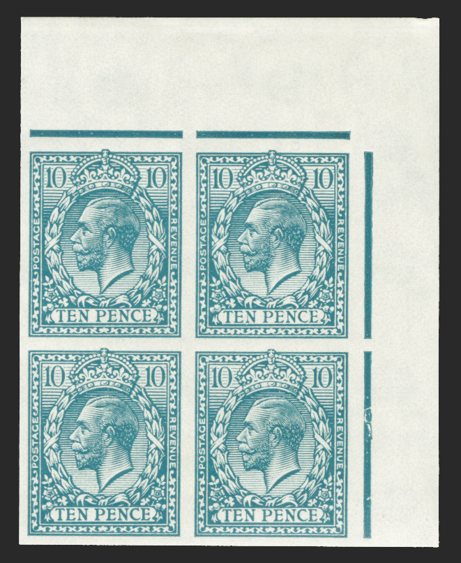 Great Britain 1924 10d Turquoise-blue (wmk. Block Cypher). SG428var