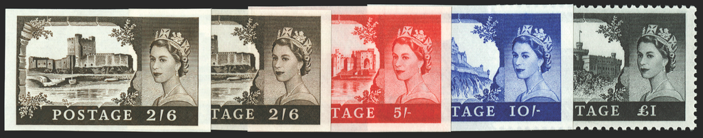 Great Britain 1967-68 2s6d-£1 "Castles" (2nd Bradbury Wilkinson printing, No wmk), SG759/62var