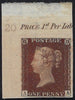 Great Britain 1841 1d red brown Plate 20 imprimatur, SG8var