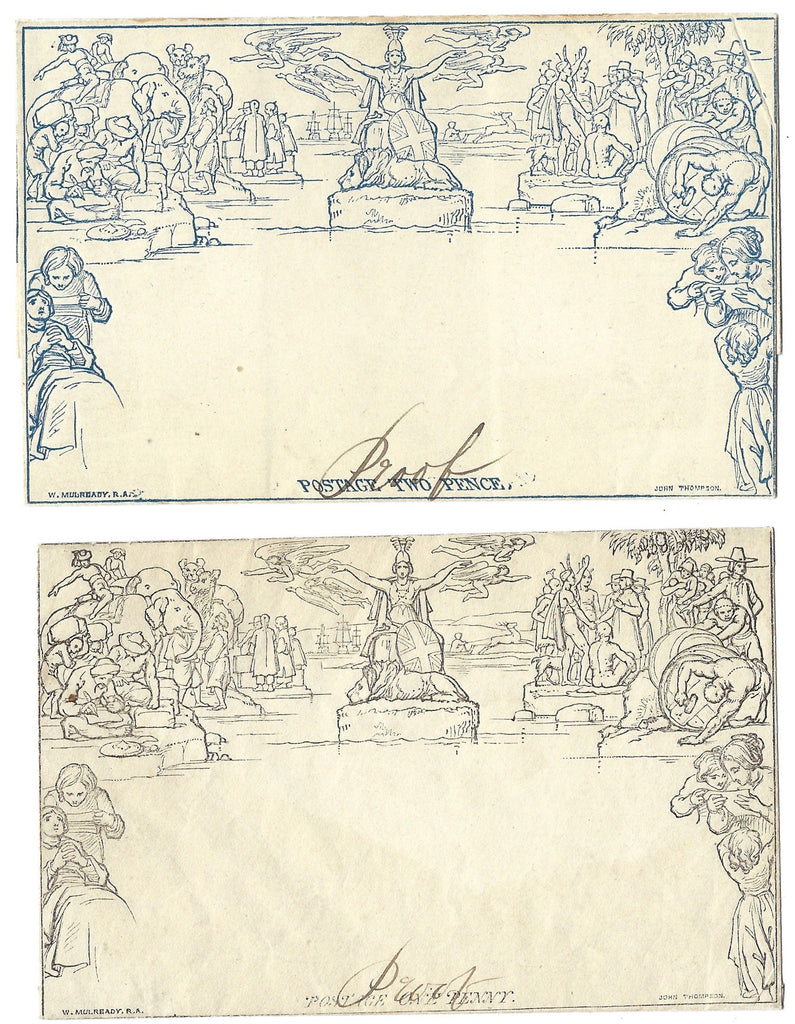 Great Britain 1840 1d Mulready envelope & 2d Mulready letterhead, SGME2/3