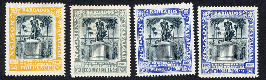 Barbados 1907 Nelson Centenary set of 4, SG158/162a