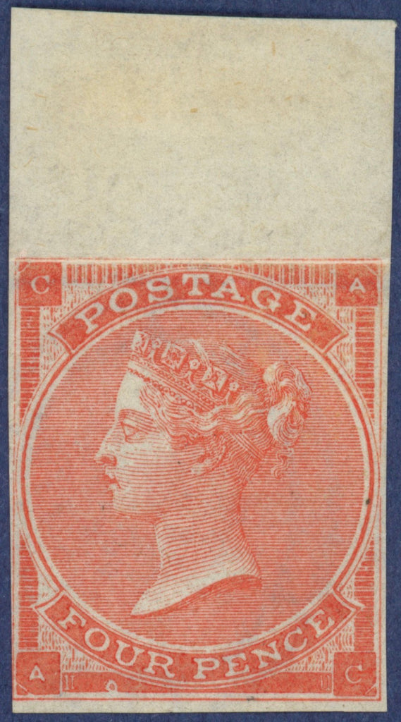 Great Britain 1863 4d bright red, Plate 4 imprimatur, SG81var