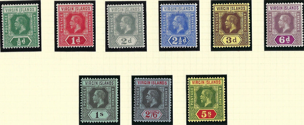 British Virgin Islands 1913 (Feb) King George V chalk surfaced paper SG69/77