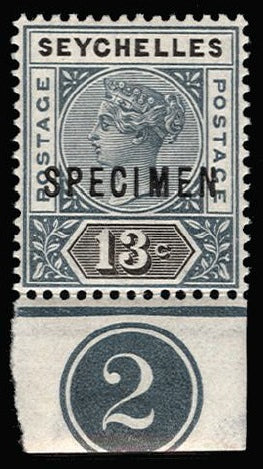 Seychelles 1890-92 13c grey and black SG13