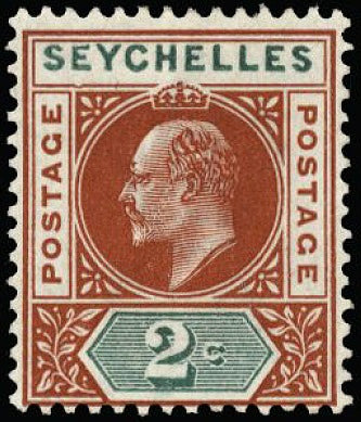 Seychelles 1903 2c chestnut and green SG46a