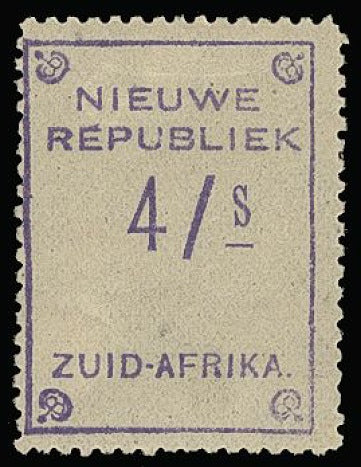 South Africa - New Republic 1887 4/s violet on yellow SG88ba