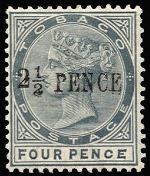Tobago 1891-92 2½d on 4d grey SG31a