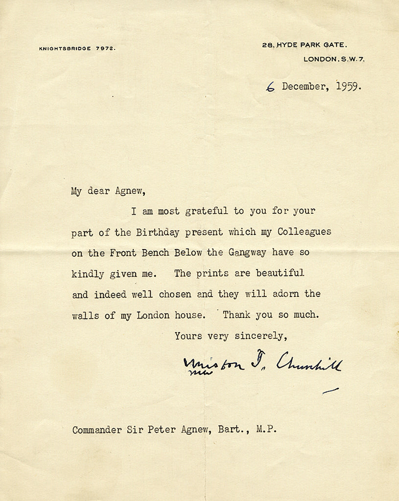 Winston Churchill typed signed letter