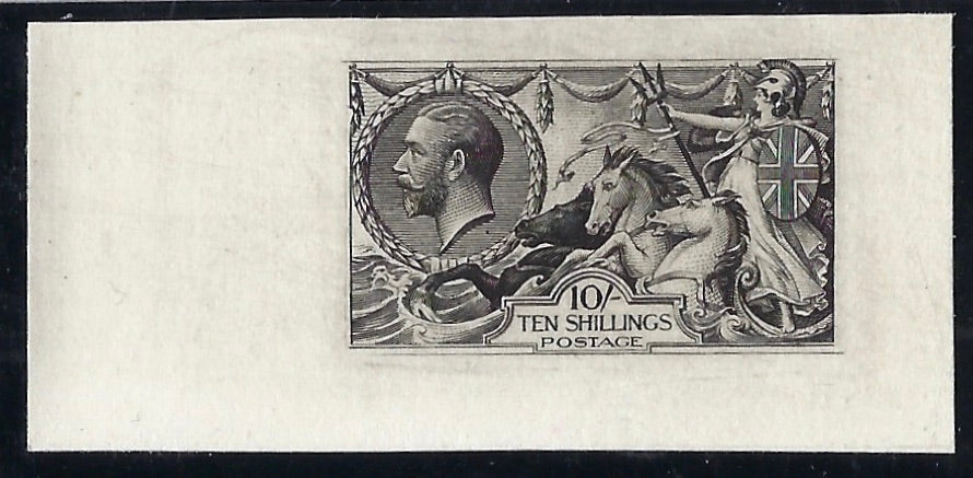 Great Britain 1929 10s 'Seahorse' Experimental plate proof. SG417var