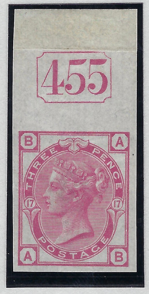 Great Britain 1875 3d Rose plate 17 imprimatur, SG143var