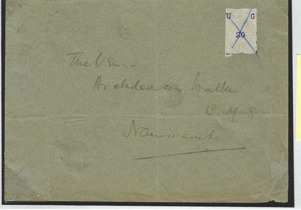 Uganda 1895 (Nov) typewritten 20(c), SG38