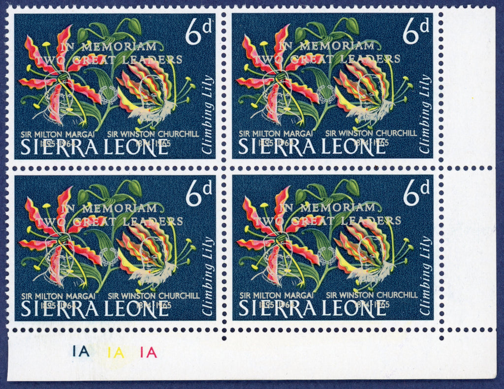 Sierra Leone 1965 Churchill (30c) on 6d Climbing Lily, error, SG374b