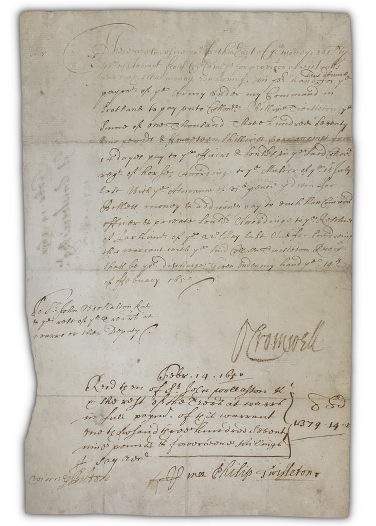 Oliver Cromwell signed document