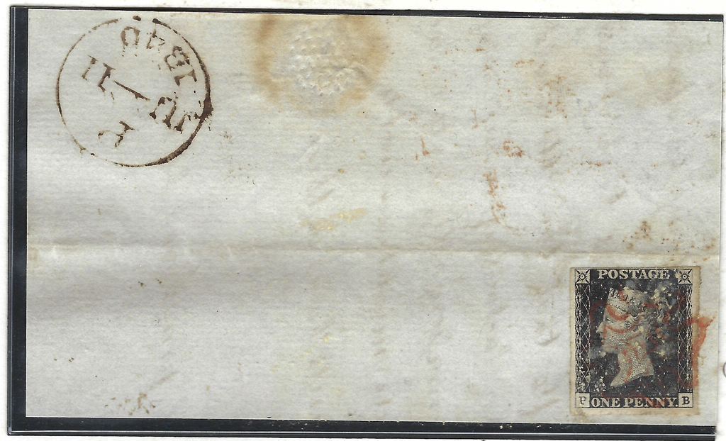 Great Britain 1840 1d, Plate 1b, June 11th 1840 the earliest date of use  SG2